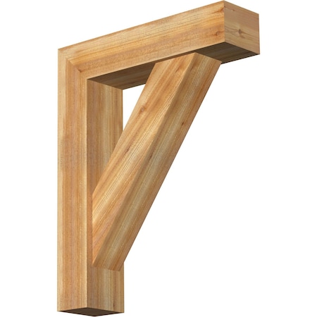 Traditional Block Rough Sawn Bracket w/ Offset Brace, Western Red Cedar, 8"W x 32"D x 40"H